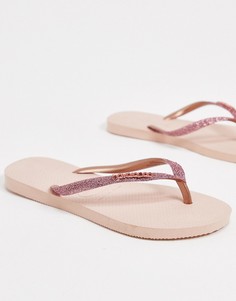 Розовые шлепанцы с блестками Havaianas-Золотой