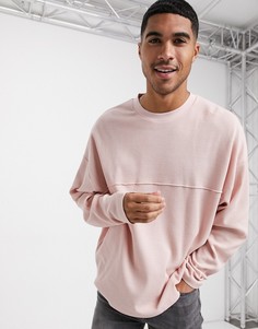 Розовый лонгслив oversized из вафельного трикотажа ASOS DESIGN
