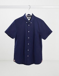 Темно-синяя узкая рубашка с короткими рукавами Tommy Hilfiger-Темно-синий