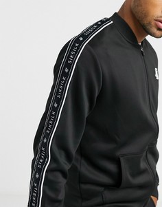Черный бомбер с фирменной лентой Siksilk