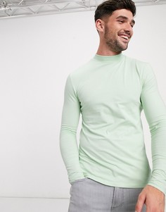 Зеленый обтягивающий лонгслив с высоким воротником ASOS DESIGN