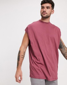 Длинная бордовая oversized-футболка с отворотами на рукавах ASOS DESIGN-Фиолетовый