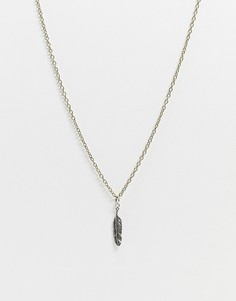 Золотистое ожерелье с серебристой подвеской-пером Icon Brand-Мульти