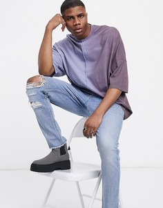 Футболка oversized с рукавами 3/4 и принтом тай-дай ASOS DESIGN-Фиолетовый