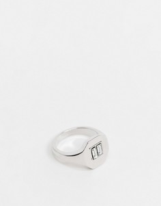 Серебристое кольцо на мизинец с камнями ASOS DESIGN-Серебряный