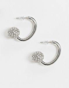 Серебристые серьги-кольца с кристаллами ASOS DESIGN-Серебряный