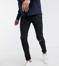 Черные джинсы с напылением и рваной отделкой Topman Big & Tall-Черный