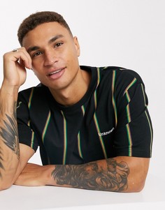 Черная свободная футболка в полоску Topman-Черный