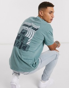 Шалфейно-зеленая oversized-футболка с принтом на спине Topman-Зеленый