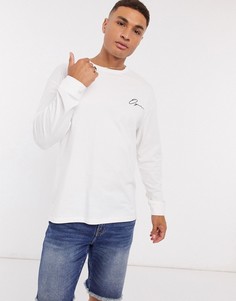 Белый свободный лонгслив с принтом Jack & Jones Originals