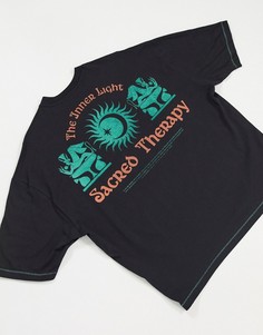 Черная футболка в стиле oversized с принтом на спине ASOS DESIGN-Черный