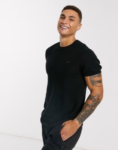 Черный свитшот с короткими рукавами и логотипом Hollister