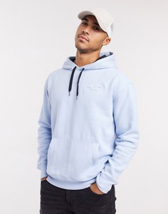 Синий худи с тисненым логотипом Hollister