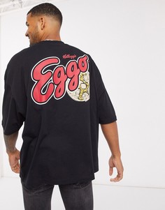 Черная свободная футболка с принтом на спине ASOS DESIGN-Черный