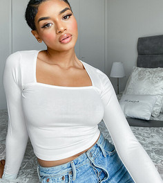 Кремовый кроп-топ с квадратным вырезом ASOS DESIGN Petite