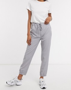 Джоггеры в тонкую полоску серого цвета ASOS DESIGN-Серый