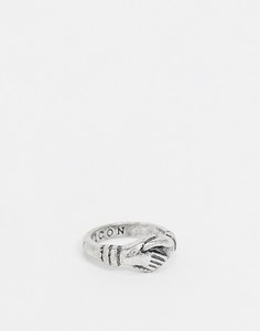 Серебристое кольцо с отделкой в виде рукопожатия Icon Brand-Серебряный