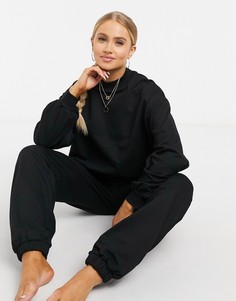 Черный свитшот oversized с воротником в рубчик ASOS DESIGN