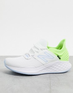 Бело-зеленые кроссовки New Balance Running Fresh Foam Roav-Белый