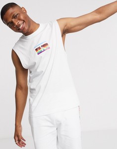 Белая майка с радужным логотипом Calvin Klein Jeans Pride-Белый