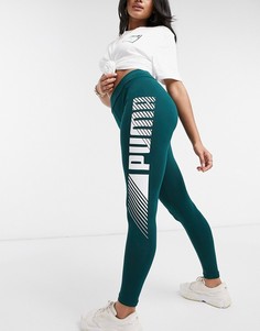 Зеленые леггинсы с принтом Puma ESS+-Зеленый