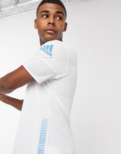 Белая/синяя футболка adidas 25/7 Rise Up N Run Parley-Белый