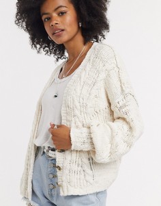 Кардиган крупной вязки цвета слоновой кости Free People Sandstorm-Кремовый