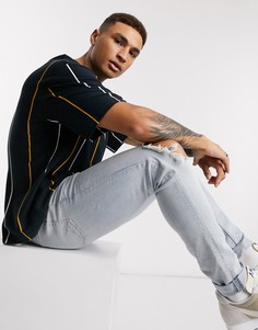 Темно-синяя футболка в полоску Topman-Темно-синий