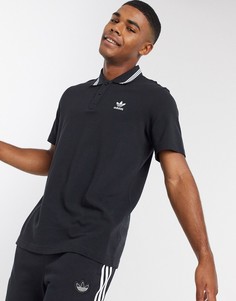 Черная футболка-поло из пике с логотипом adidas Originals-Черный