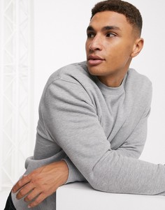Серый свитшот с круглым вырезом Topman
