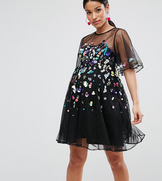 Сетчатое платье мини с отделкой пайетками ASOS Maternity-Черный