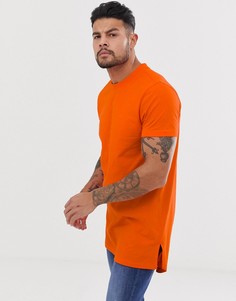 Длинная оранжевая футболка с разрезами по бокам ASOS DESIGN-Оранжевый