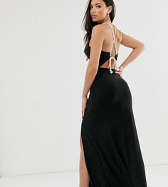 Платье макси с веревочными бретелями ASOS DESIGN Tall-Черный