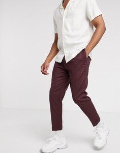 Коричневые льняные зауженные брюки ASOS DESIGN-Коричневый
