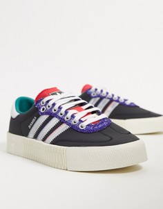Черные кроссовки с серебристой отделкой и пайетками adidas Originals Samba Rose-Черный