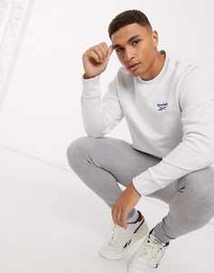Светло-серый свитшот с логотипом Reebok Classics-Белый
