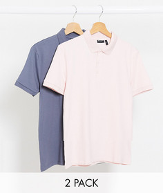 Комплект из 2 обтягивающих поло из органического хлопка ASOS DESIGN-Мульти