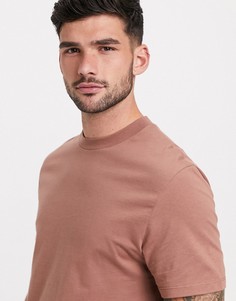 Коричневая длинная футболка с разрезами по бокам ASOS DESIGN-Коричневый