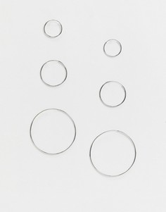 Комплект из 3 серебристых серег-колец Topshop-Серебряный