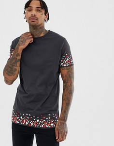 Черная футболка с отделкой стразами на рукавах и по краю ASOS DESIGN-Черный