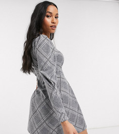 Серое платье в клетку River Island Petite-Серый