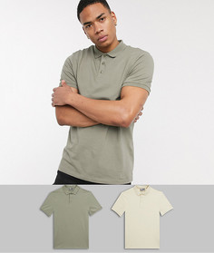 2 трикотажных поло из органического хлопка ASOS DESIGN-Мульти