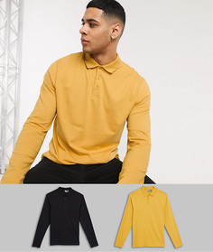 2 поло из органического хлопка с длинными рукавами ASOS DESIGN-Мульти