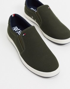 Зеленые кроссовки-слипоны Tommy Hilfiger-Зеленый