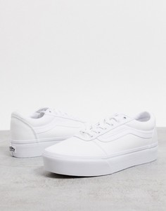 Белые парусиновые кроссовки на платформе Vans-Белый