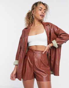 Коричневая куртка из искусственной кожи ASOS DESIGN-Коричневый