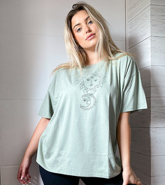 Oversized-футболка с принтом ASOS DESIGN Curve-Зеленый