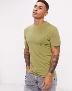Зеленая обтягивающая футболка из органического хлопка ASOS DESIGN-Зеленый