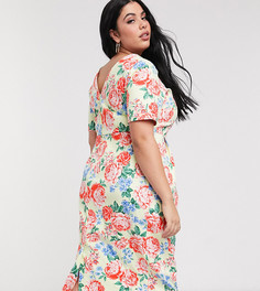 Платье миди с цветочным принтом ASOS DESIGN Curve-Мульти
