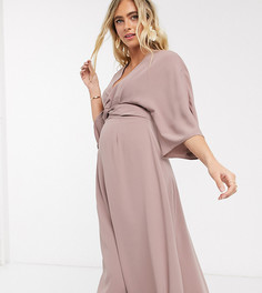 Приталенное платье миди с рукавами "летучая мышь" ASOS DESIGN Maternity-Розовый